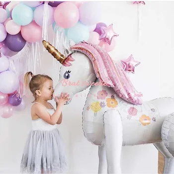 

Unicorn Party Decorations Supplies 3D Large Unicornio Walking Animal Foil Balloons Baby Shower Girls Birthday Theme Party Decor