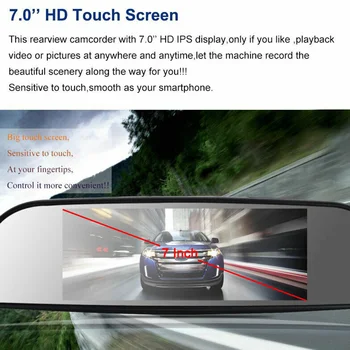 

Replacement Car DVR Interior Auto 7 inch Dual Lens Dashboard Rear Mirror