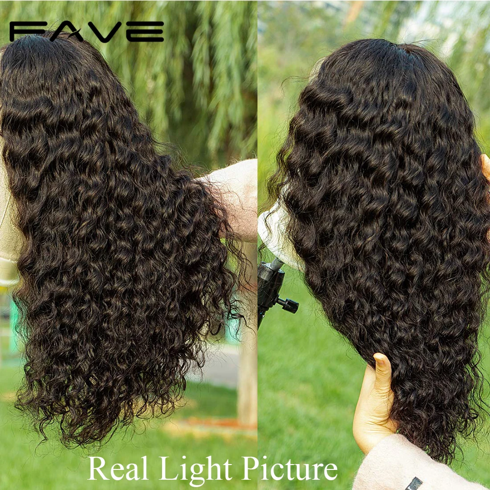 FAVE Lace Front Human Hair Wigs Brazilian Remy Curly Wig 4X4 Lace Closure Water Wave Wig Glueless For Black Women ping