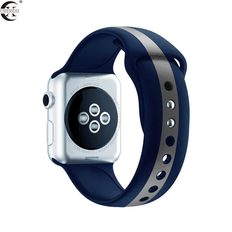 Ремешок для Apple Watch series 5 4 3 2 1 силиконовый ремешок для iWatch цветной мягкий сменный AW адаптер 38 40 42 44 мм аксессуары