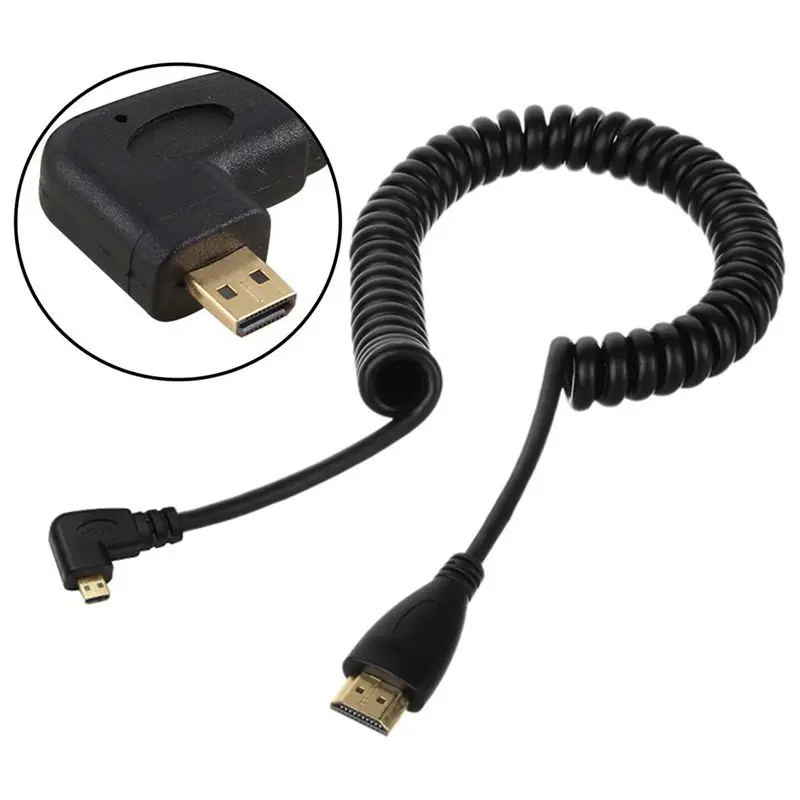 Ams-левый Угловой Micro-HDMI к HDMI кабель растягивается длина для камер