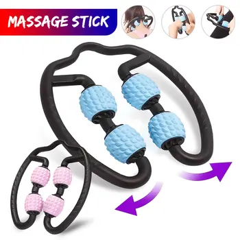 

360° Massager Leg Muscle Relaxation Roller Ring Clamp Leg Massage Stick Yoga Body Shaping 4 Wheels Fitness Device for Sports