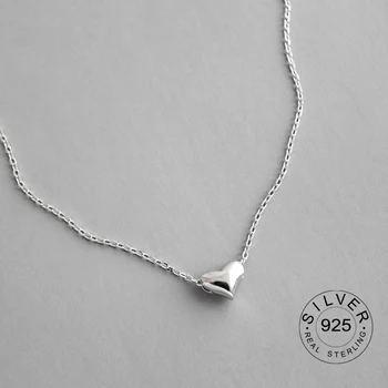 

925 Sterling Silver Necklace For Women Heart Shape Pendant Choker Necklace Gold Color Simple Style Fine Jewelry