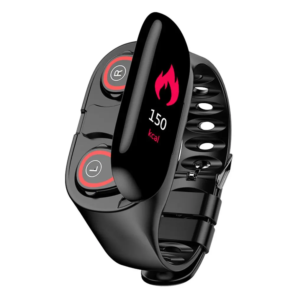 Wireless Bluetooth Earphone With Heart Rate Monitor Stereo Earbud Headset Long Time Standby Sport Watch Wristband Men