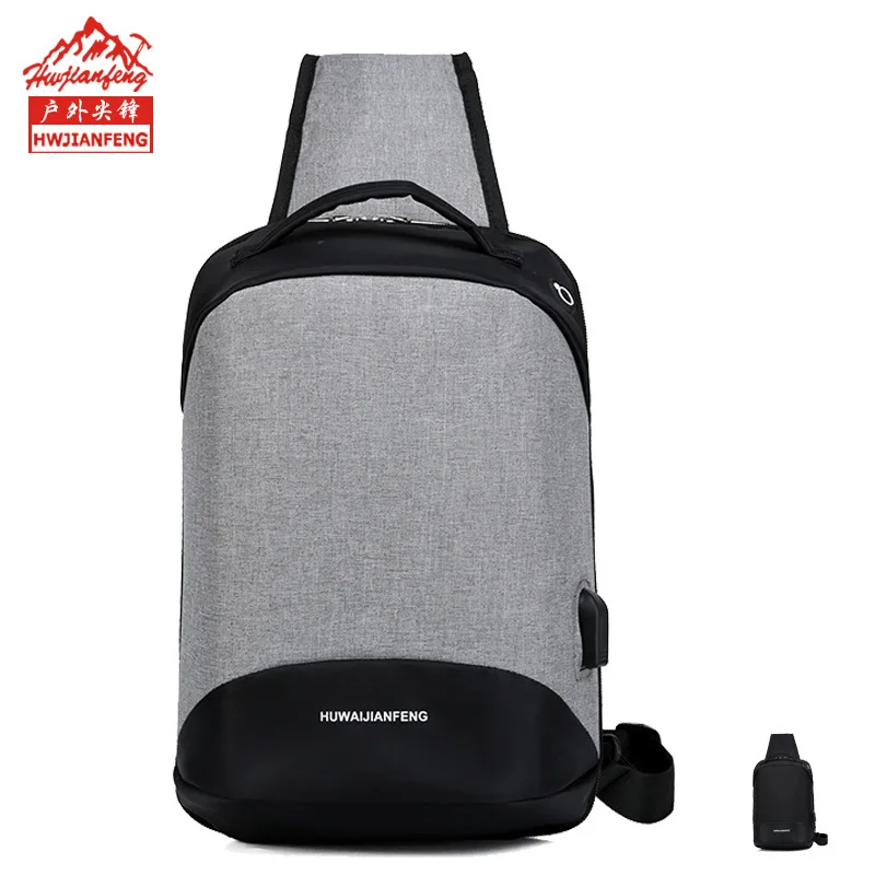 

Hu wai jian feng Fashion New Style Bag Unit Price Bag Outdoor Leisure Bag USB Charging Chest Bag School Bag