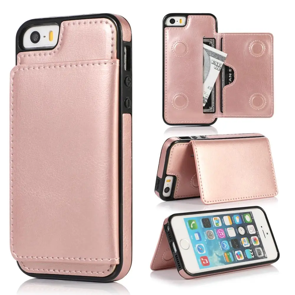 

HYYGEDeal Phone case Multiple ID Card Pocket PU Leather cover for Apple iphone 5 5S SE 6 6S Plus 7 Plus 8 Plus