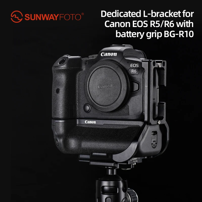 Sunwayfoto Pcl-R5G L-Staffa Per Canon Eos R5/R6 Con Impugnatura Batteria Bg-R10 Arca Swiss