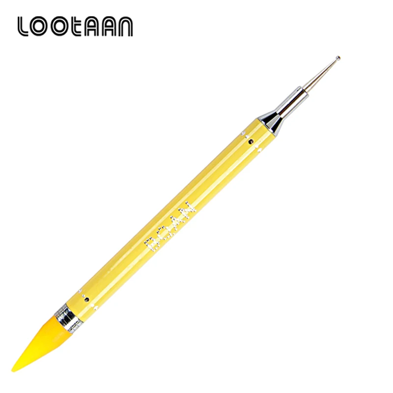 Lootaan 1 шт. 2 головы воск для очистки ногтей Стразы гель-аппликатор Уход за ногтями Декор Аксессуары двойной конец