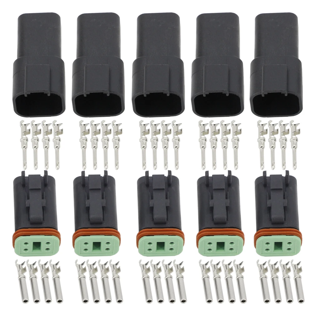 Black 5 Sets 4 Pin DJ3041Y-1.6-11/21 DT Connectors DT04-4P DT06-4S Automobile waterproof wire electrical connector plug | Обустройство