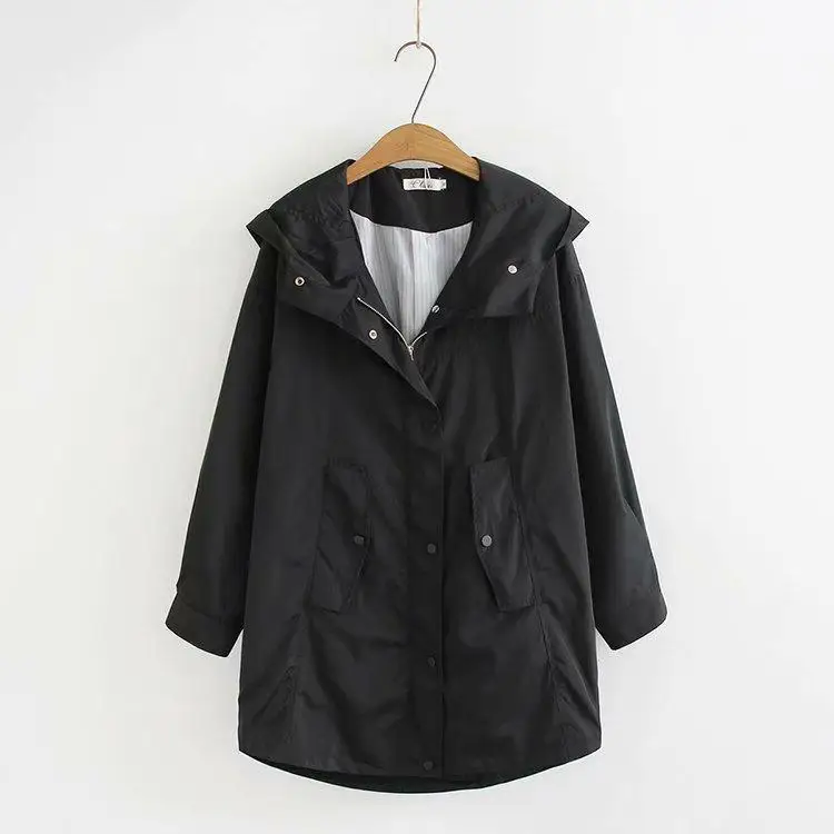Черный Размера плюс XL-4XL 57 дюймов бюст цвет: черный, синий Для женщин плащ s осень-зима тонкая верхняя одежда с хлопковой подкладкой пальто для женщин - Цвет: Черный