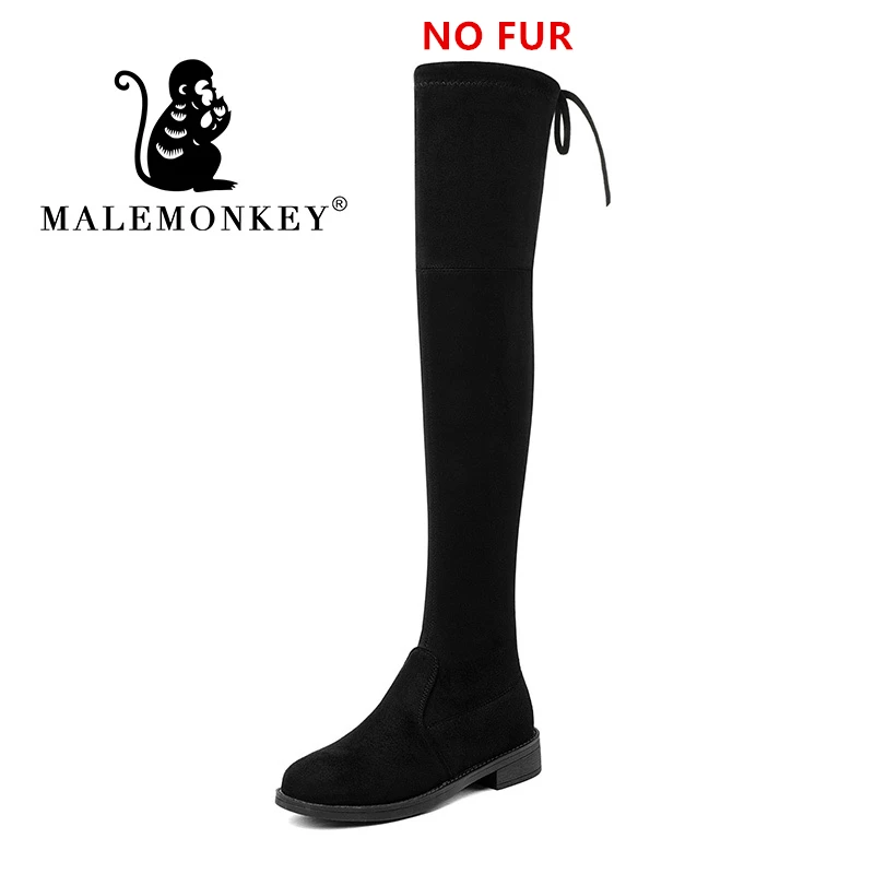 841801Black no fur Новинка года; женская обувь на каблуке; Зимние Сапоги выше колена; женские замшевые сапоги; женские сапоги до бедра; женская зимняя обувь; большие размеры - Цвет: 841801Black no fur