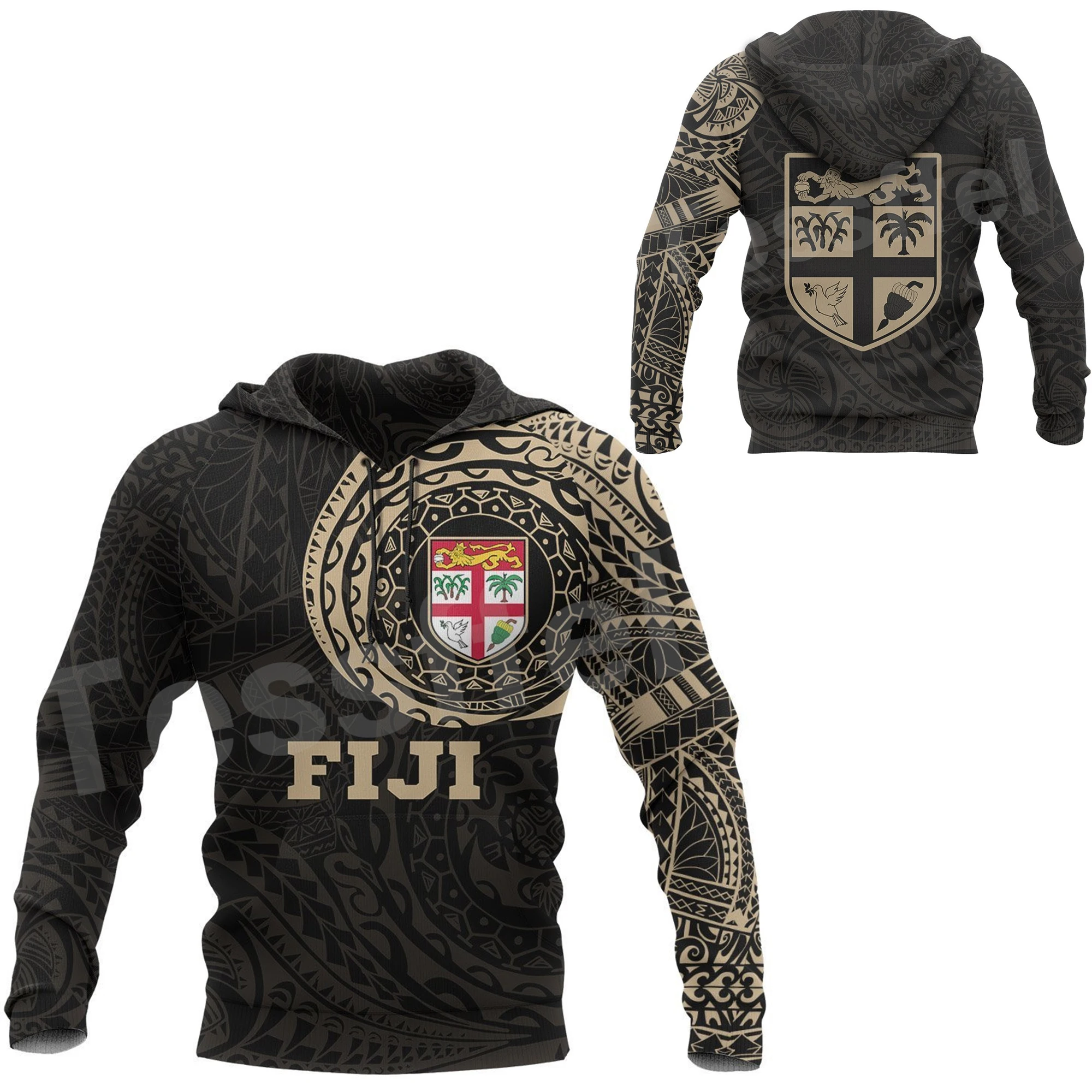 Tessffel Polynesia Tribe Turtle Country Flag Fiji Rugby Harajuku Tattoo 3DPrint Men/Women Unisex Casual Funny Autumn Hoodies A8 | Мужская