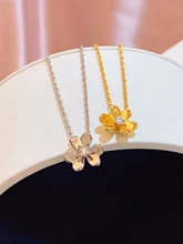 

2021 Trend Hot New Clover Diamond Necklace Brass Birthday Versatile Daily Wear Brass Fashion Party Jewelry