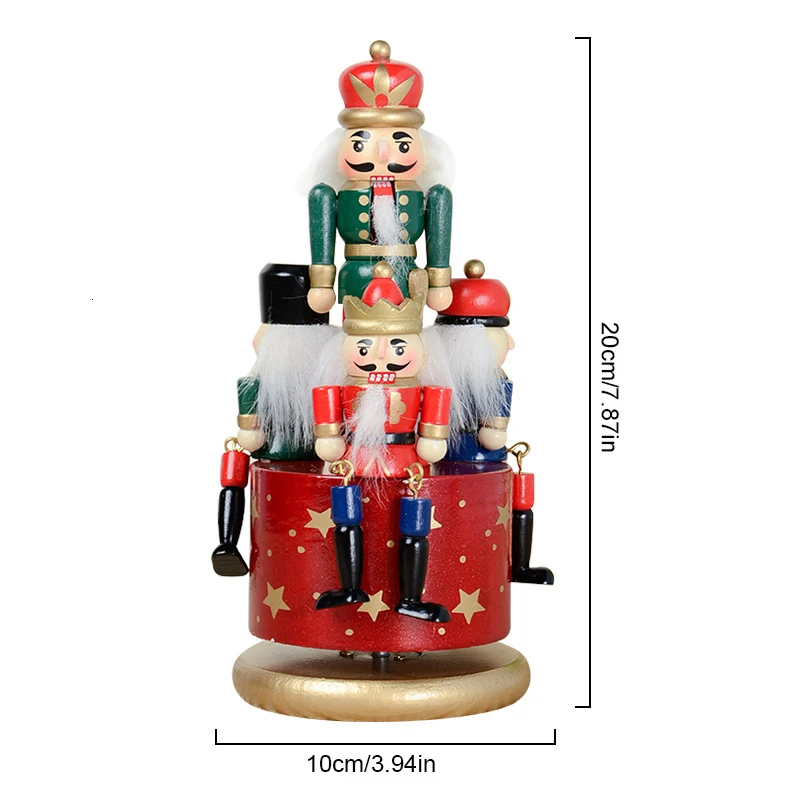 Najtaniej Mechanizm świątecznej pozytywki kreatywny 20CM dziadek do orzechów pozytywka drewniany wyrób rzeźbiony kreskówka żołnierz pozytywka prezenty