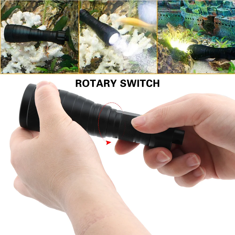  BORUiT DIV05 LED Scuba Diving Flashlight High Power XM-L2 2000LM Torch Underwater 150M Lantern 1865 - 32835085232