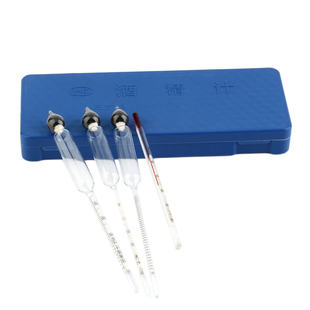 

3pcs/Set Alcoholometer Meter 0~100% Handheld Tool Hydrometer concentration Spirits Tester with Thermometer