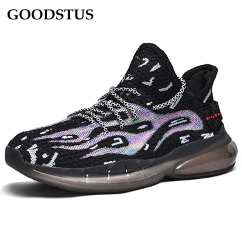 

GOODSTUS Men Mesh Casual Shoes Breathable Comfortable New Fashion High Quality Lace-Up Anti-Slip Durable Male Street Walking