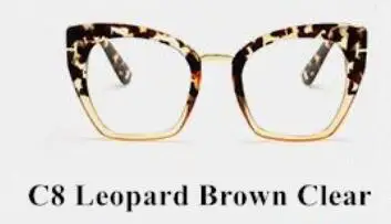 c8 leopardbrownclear Женские квадратные солнцезащитные очки больших размеров, Женские винтажные солнцезащитные очки, новинка, кошачий глаз, солнцезащитные очки для женщин, мужчин, женщин, UV400 - Цвет линз: c8 leopardbrownclear