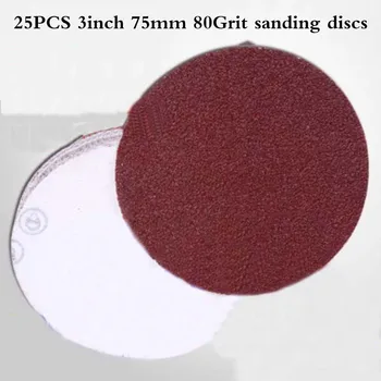 

25PCS 3inch 80 Grit Hook And Loop Sanding Discs Red Sandpaper Abrasive Disc Sand Paper Dry Sandpaper