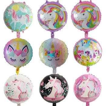

50pcs 18inch Rainbow unicorn balloons for home balloon Wedding Happy Birthday Party decorations girl kids Polaroid foil globos
