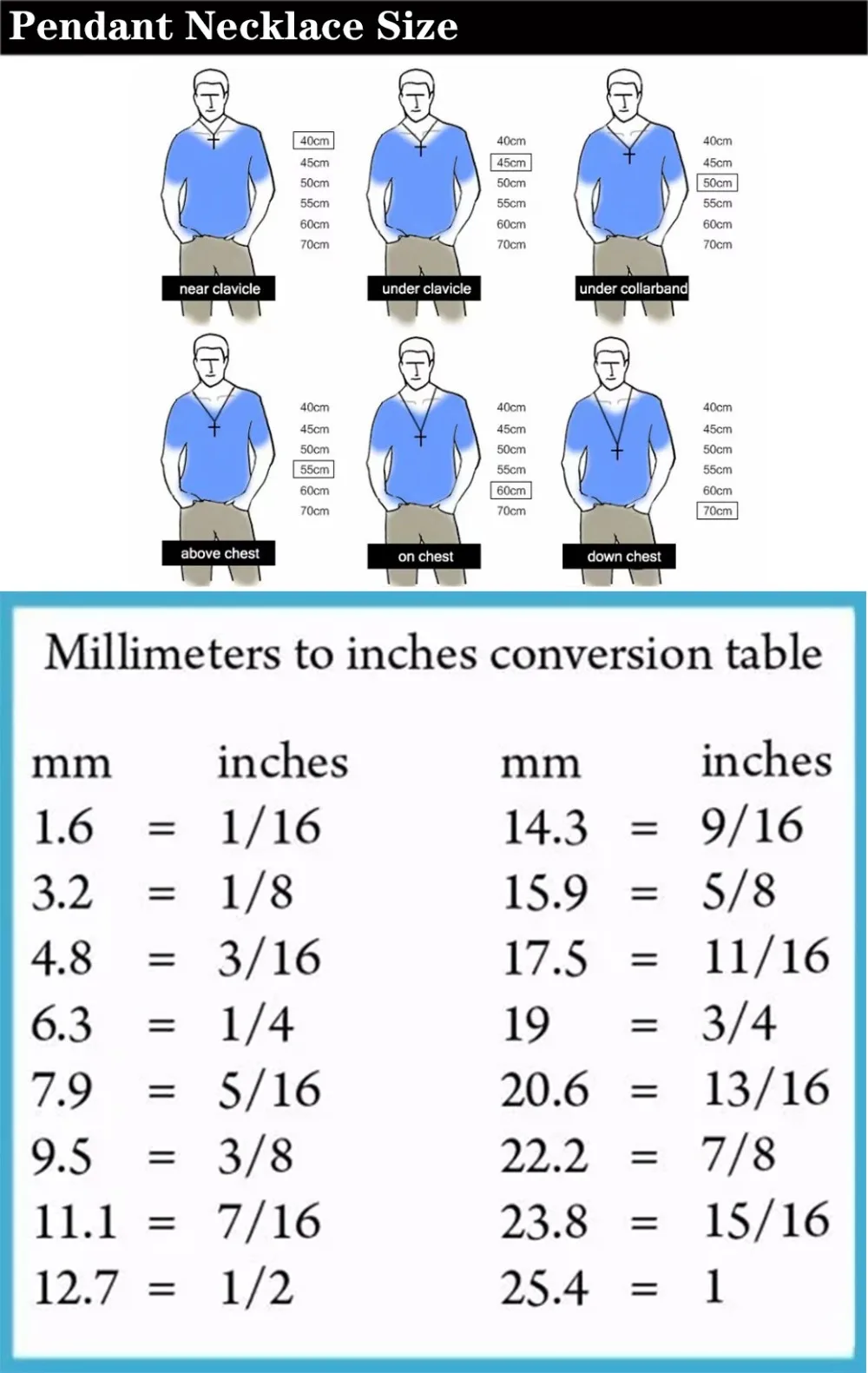 pendant necklace size