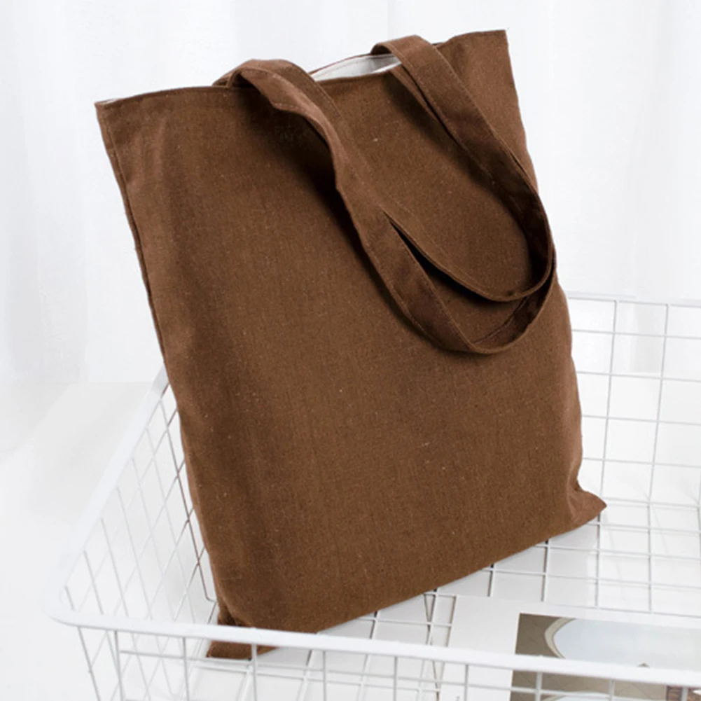 

Solid School Shopping Tote Bag Large Capacity Multipurpose Storage Cotton Blend Eco Freindly Reusable Natural Universal Soft