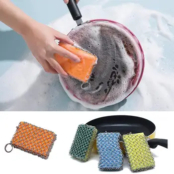 

Stainless Steel Sponge Brush Net Scrubber Cleaner Washing Cleaning Pot Bag Ovens Tool E4J3