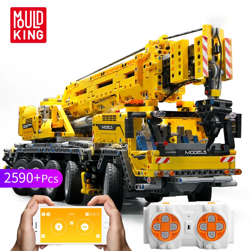 

Technic Series Motor Power Mobile Crane Legoingly APP programming engineering vehicle spelling building block toys Child Gift