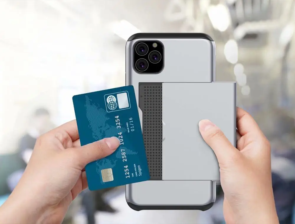 Чехол бумажник с отделением для кредитных карт iphone 11ProMax Armor ударопрочный чехол из