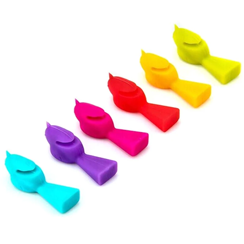 6PCS Food Grade Silicone Multicolor Bird Shape Wine Glass Markers Drinking Cup Identifier Sign Mark Party Supplies Drink Charms