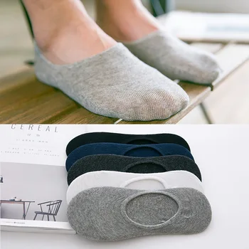 

5Pairs/Lot Fashion Casual Men Socks High Quality Banboo & Cotton Boat Socks Slipper Invisible Slippers Male Shallow