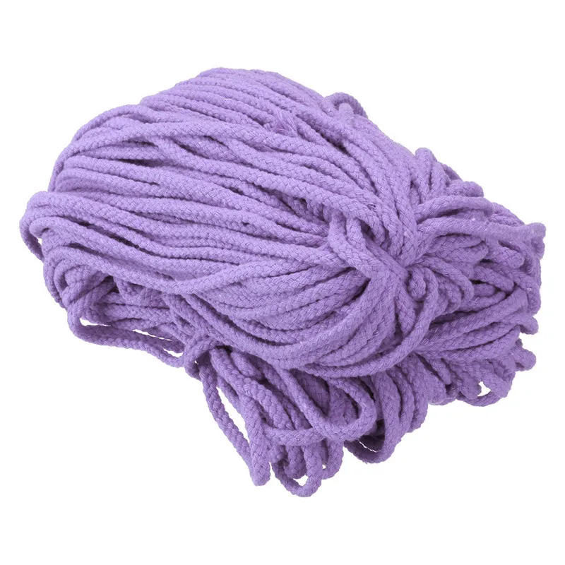 11 цветов, 100 м, 5 мм, 109 ярдов, хлопковая витая веревка, шнур макраме, ручная работа, плетеный шнур, текстильный Декор для дома - Цвет: purple