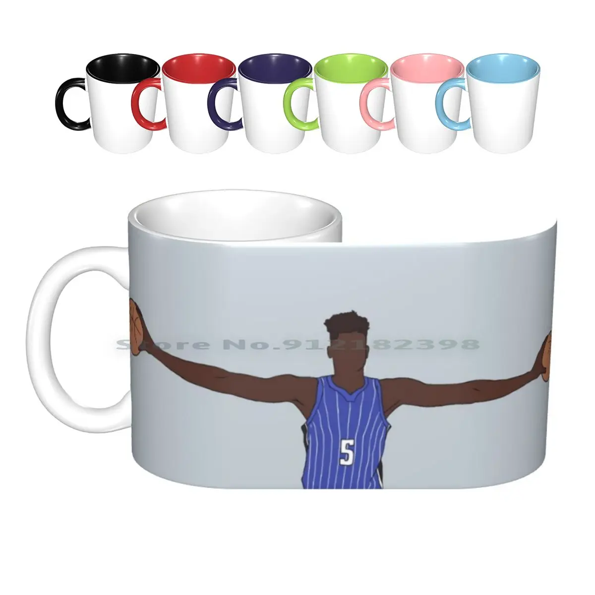Mo Bamba Tazze In Ceramica Tazze Da Caffè Tazza Da Tè Al Latte Sport Pallacanestro Mo Bamba Bamba Texas Magic 5 Alto Centro Blocco Longhorns Corna