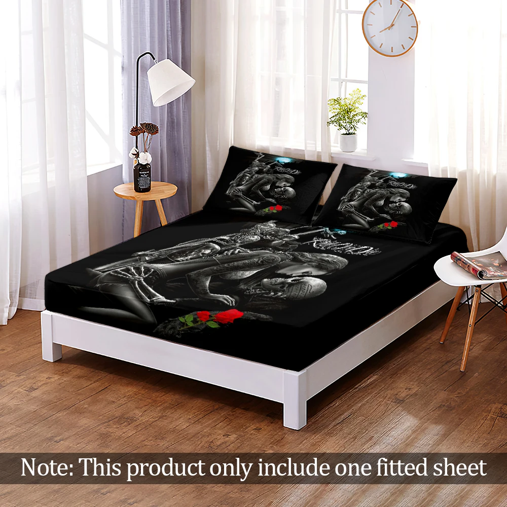

Customize Bedroom Home Decor 3D Print Modern Elastic Band Bed Sheet Sugar Skull Fitted Sheet Fashion Queen King Size Adult