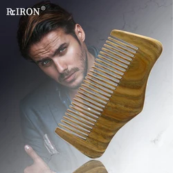 RIRON Own Brand Customization Logo Wood Sandalwood Beard Comb Men'S Handheld Pocket Mustache Beard Comb Hair Styling Tools