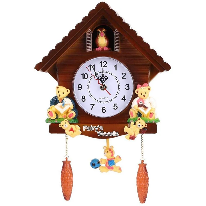 TOP!-Retro Vintage Wooden Cuckoo Clocks Handcraft Carving Living Room Wall Clock Swing Timer Alarm Clocks Interiors Decoration T