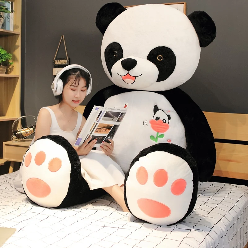 Mignon panda géant oreiller poupée câlin ours en peluche jouet fille lit  câlin poupée endormie