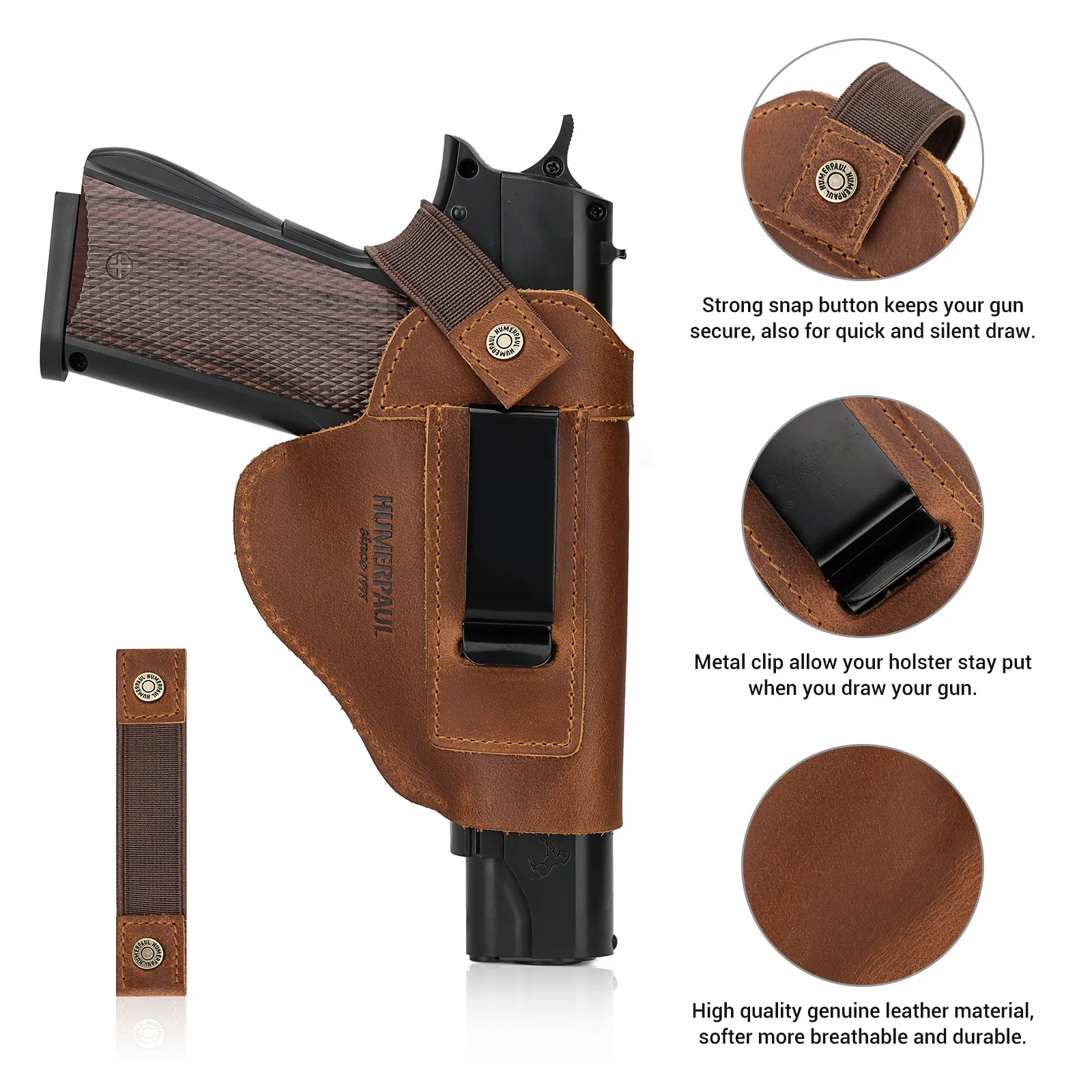 Leather Gun Holster With Concealed Carry Holsters Belt Universal Tactical Gun Case Fit Most Full Size Compact Subcompact Pistol