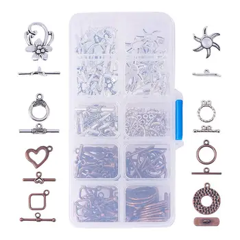

80sets Tibetan Style Alloy Toggle & TBar Clasps Mixed Color for Jewelry Making