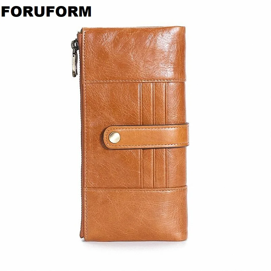 

Genuine leather Multi card RFID Security brush Long hand Purses Wallets Double Zipper Fashion Design Card Holder Purses