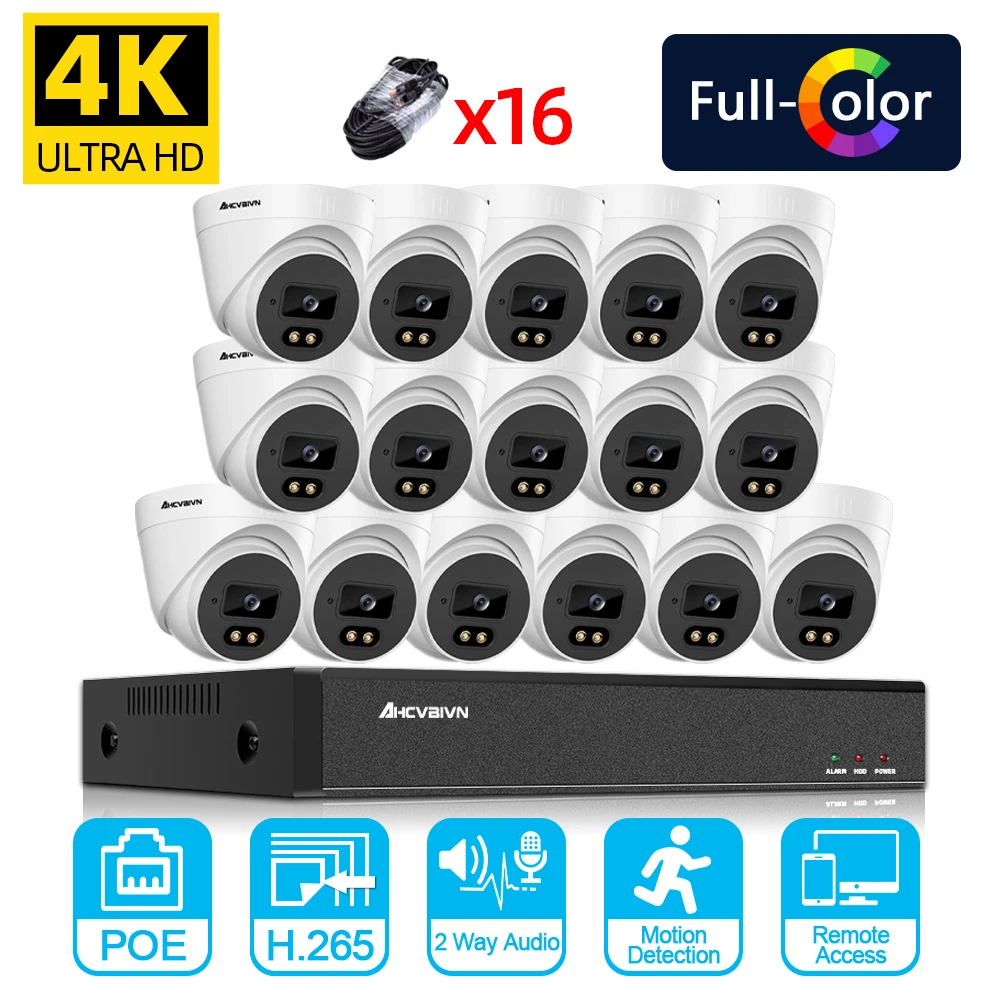 H.265 CCTV Security Camera System Kit Indoor 16CH 4K POE NVR Kit Two