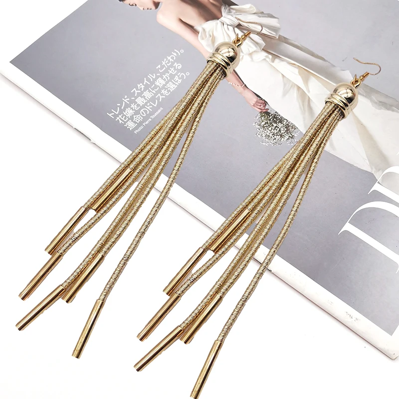 UKEBAY New Long Statement Earrings For Women Drop Earrings Luxury Gold Color Handmade Jewelry Boho Ear Accessories Female Gift