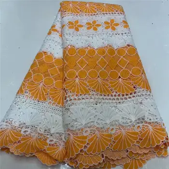 

White + Orange Nigerian Lace African Lace Fabrics Green French Tulle Lace Beaded Lace Fabric for Party Wedding