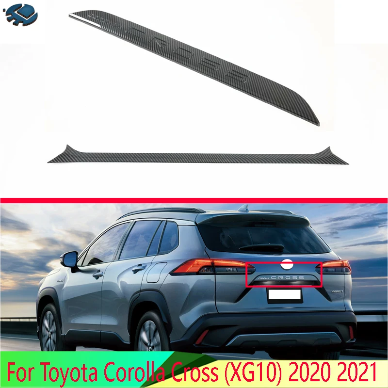 For Toyota Corolla Cross (Xg10) 2020 2021 Carbon Fiber Style Rear Boot Door Trunk Lid Cover Trim Tailgate Garnish