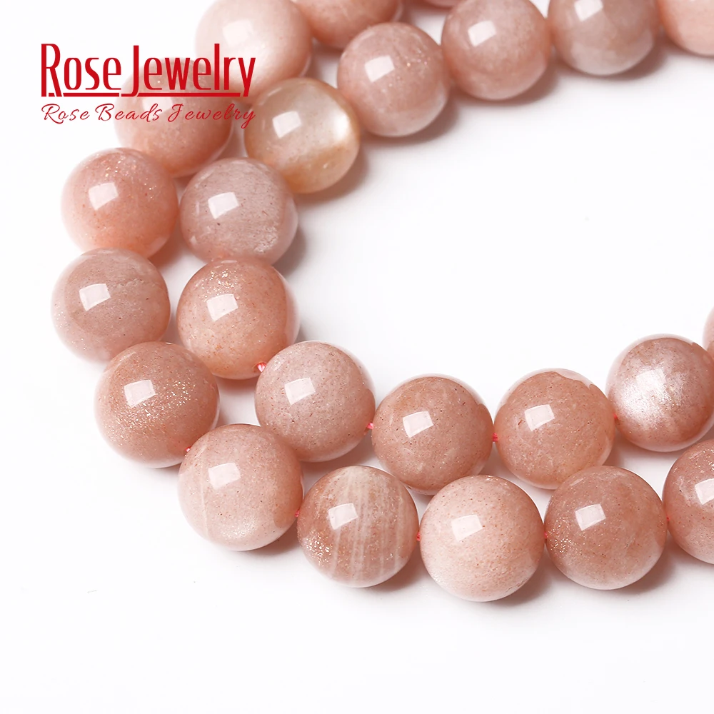 AAAAA Quality Natural Sunstone Quartz Peach Round Loose Beads 15