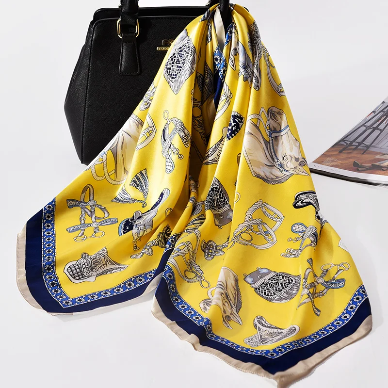 

Women Natural Silk Bandana Square Scarves 88*88cm 100% Silk Scarf Floral Print Headscarf For Female Pure Silk Scarf Shawls