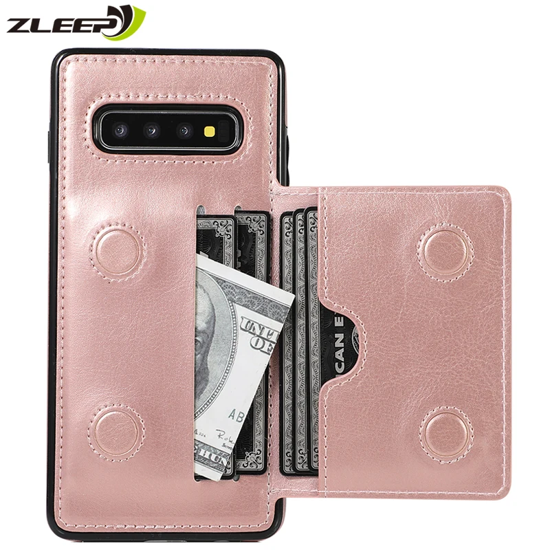 

Luxury Leather Note10plus Silicone Case For Samsung Galaxy S10 S10E S9 S8 Plus Note 8 9 10 + Wallet Phone Back Cover Coque Mujer