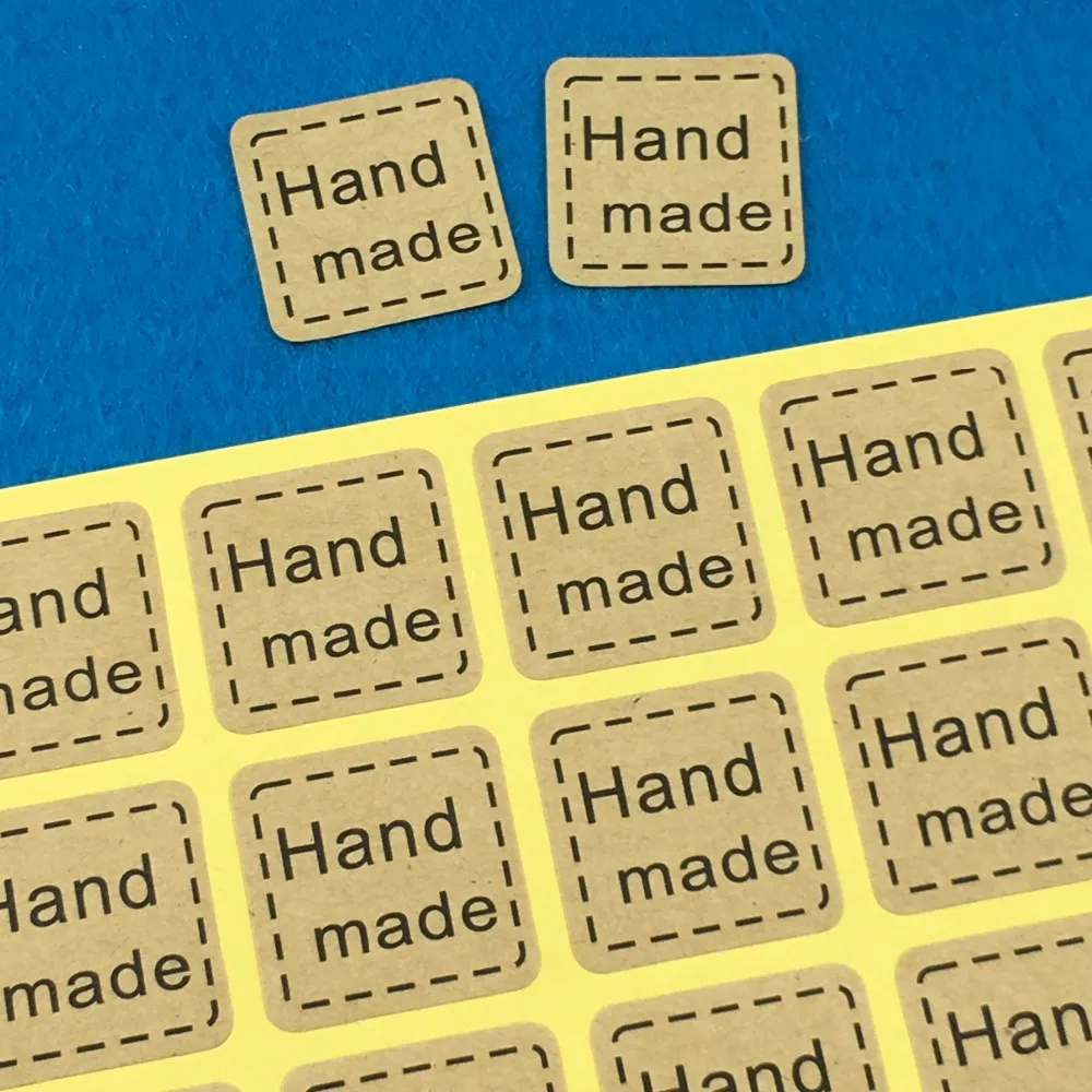 

2.5*2.5cm Handmade Label Vintage Stickers Kraft Label Sticker DIY Hand Made For Gift Cake Baking Sealing Hang Tag