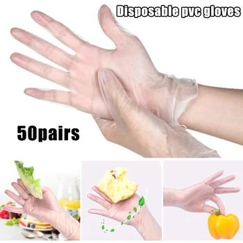 

50 Pairs Disposable PVC Waterproof Gloves for Household Cleaning Baking Oil-proof Transparent TC21