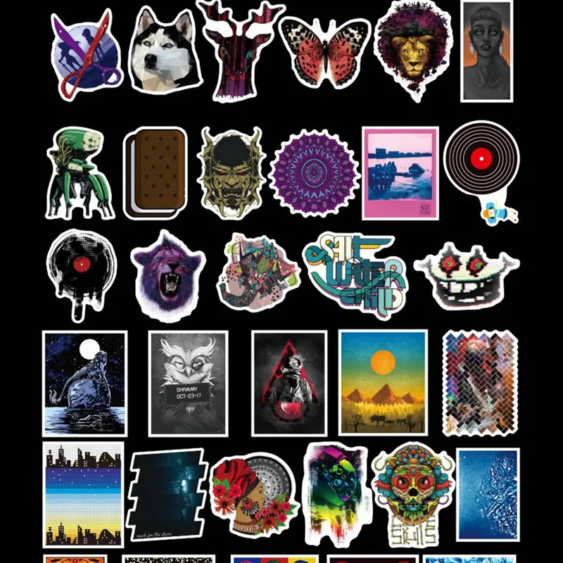 100pcs Not Repeanting Stickers For Luggage Skateboard Phone Laptop Bicycle Wall Guitar Sticker DIY Waterproof Sticker
